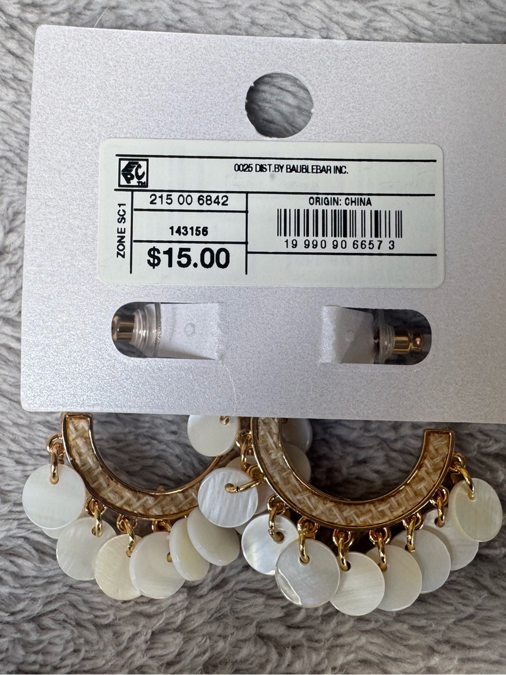 Sugarfix Women’s Dangly White and Gold Toned Earrings - Picture 3 of 3